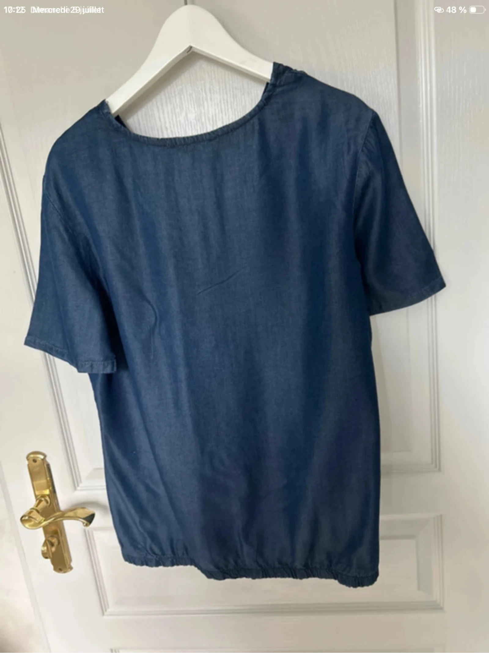 Blusa azul jeans manga corta PROMOD💕 – photo 4